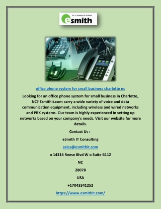 Office Phone System for Small Business Charlotte Nc | Esmithit.com