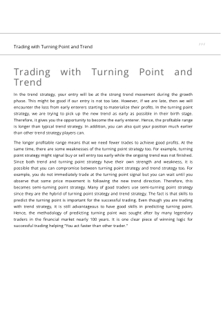 Trading with Turning Point and Trend