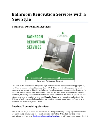 Looking for Bathroom Renovation Services?