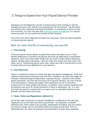 5 Things to Expect from Your Payroll Service Provider