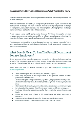 Managing Payroll Beyond 250 Employees: What You Need to Know
