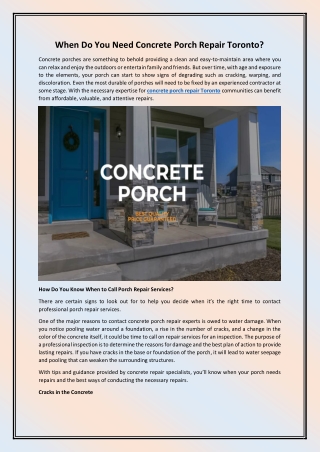 When Do You Need Concrete Porch Repair Toronto
