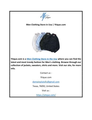 Men Clothing Store in Usa | Ytique.com