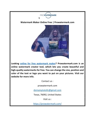 Watermark Maker Online Free | Prowatermark.com