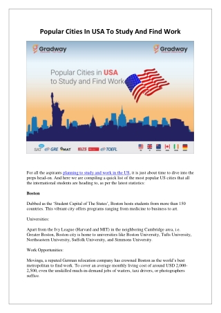 Popular Cities In USA To Study And Find Work