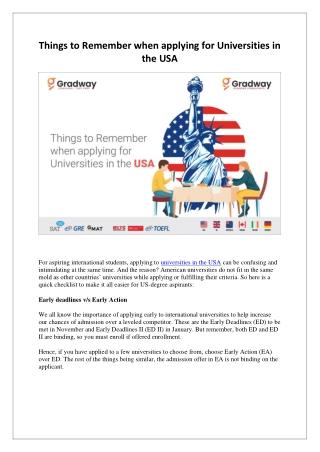 Things to Remember when applying for Universities in the USA