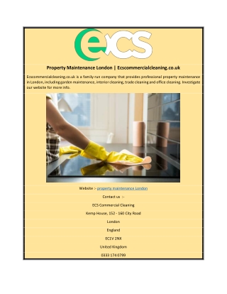 Property Maintenance London | Ecscommercialcleaning.co.uk
