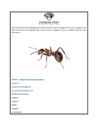 Residential Pest Control Singapore  Conquer Pest