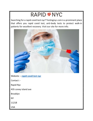 Rapid Covid Test Nyc  Testingnyc.com