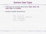 Numeric Data Types