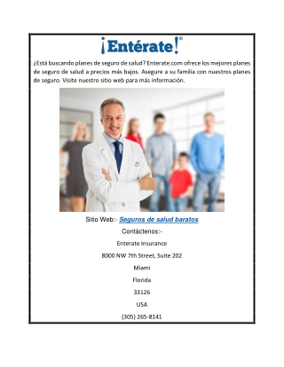 Seguros de Salud Baratos  Enterate.com