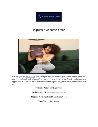 In pursuit of name a star