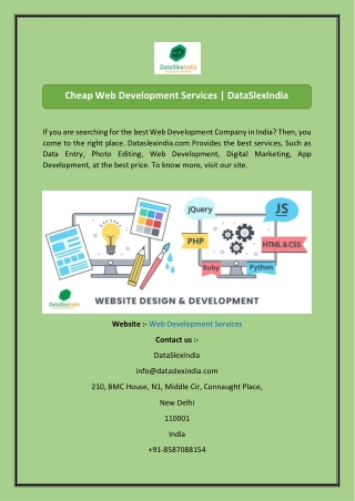 Cheap Web Development Services DataSlexIndia