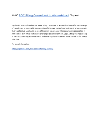 MAC ROC Filing Consultant in Ahmedabad, Gujarat