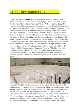 ice hockey summer camp in ct