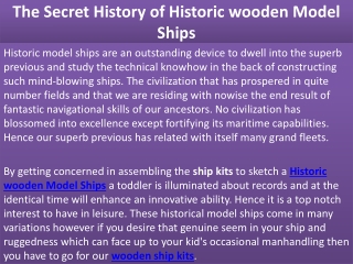 The Secret History of Historic wooden Model Ships