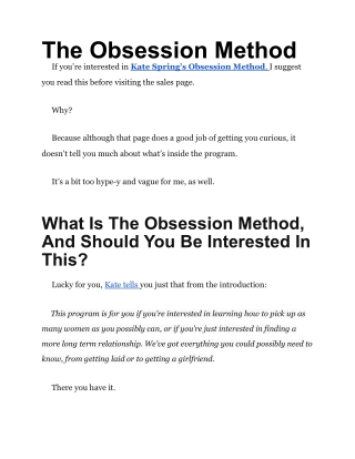 The Obsession Method