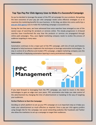 Top Tips Pay Per Click Agency Uses to Make It a Successful Campaign