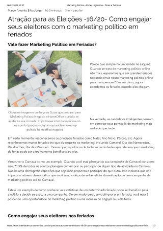 Atração para as Eleições -16de20- Como engajar seus eleitores com o marketing político em feriados Marketing Político -