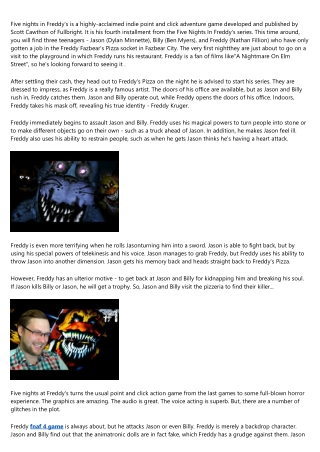 Five Nights at Freddy's 4 Game Review