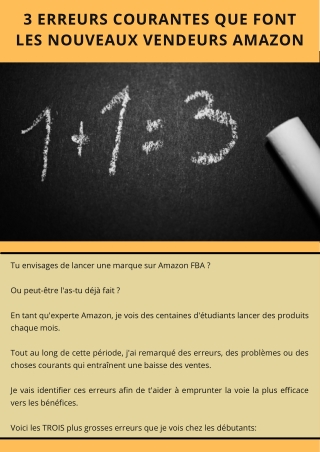 3 erreurs courantes que font les nouveaux vendeurs Amazon