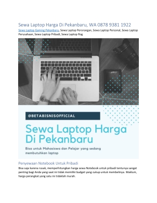 Sewa Laptop Harga Di Pekanbaru, WA 0878 9381 1922
