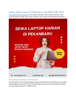 Sewa Laptop Harian Di Pekanbaru, WA 0878 9381 1922