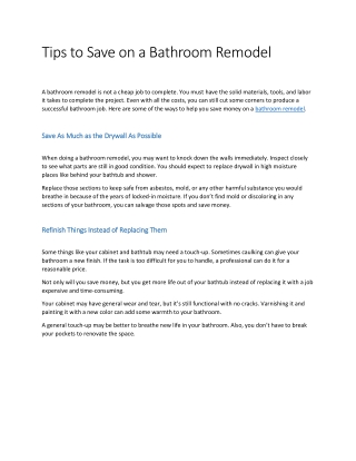 Tips to Save on a Bathroom Remodel