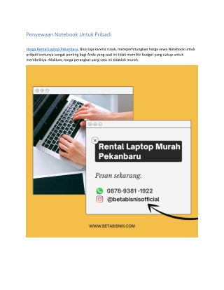 Rental Laptop Murah Pekanbaru, WA 0878 9381 1922