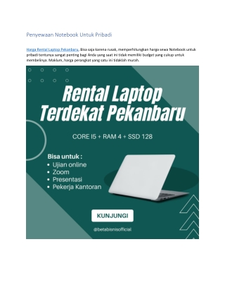 Rental Laptop Terdekat Pekanbaru, WA 0878 9381 1922