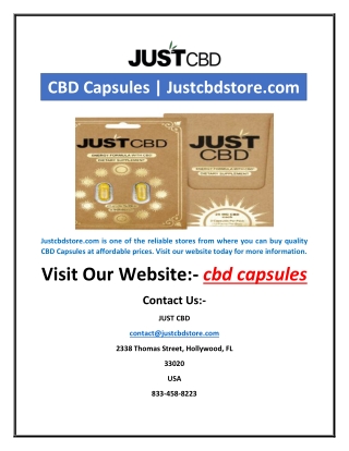 CBD Capsules | Justcbdstore.com