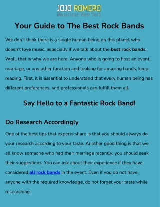 Your Guide to The Best Rock Bands | JoJo Romero