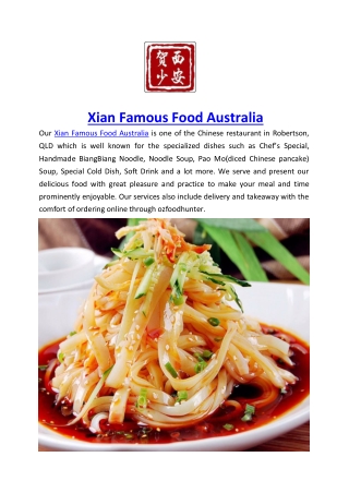 5% Off - Xian Famous Food Australia Chinese Restaurant in Robertson, QLD