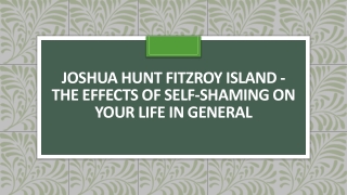 Joshua Hunt Fitzroy Island - The Effects of Self-Shaming On Your Life In General