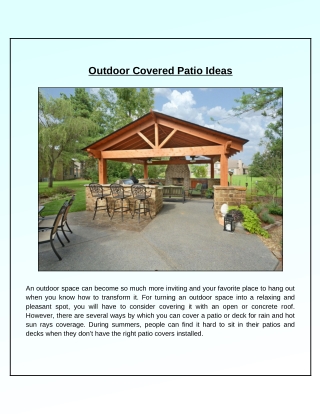 Different Patio Covering Ideas to Improve the Outdoor Space