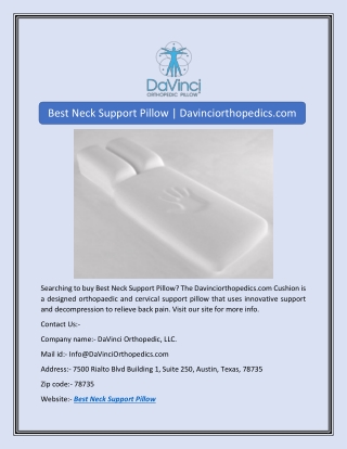 Best Neck Support Pillow | Davinciorthopedics.com