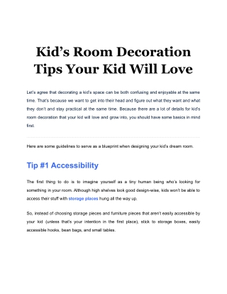 Kid’s Room Decoration Tips Your Kid Will Love