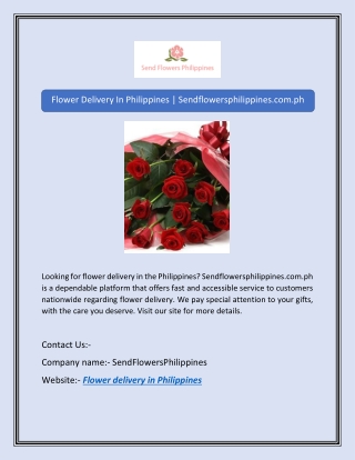 Flower Delivery In Philippines | Sendflowersphilippines.com.ph