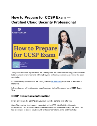 How to Prepare for CCSP Exam — Certified Cloud Security Professional