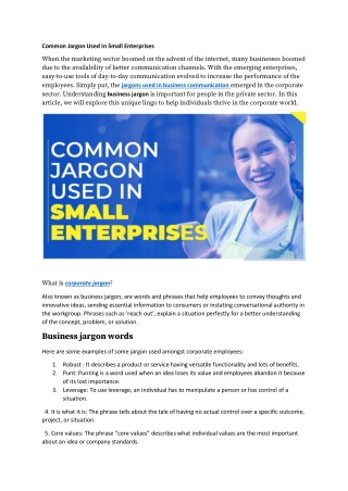 Common Jargon Used In Small Enterprises - foanda.com