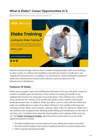 What Is Etabs Career Opportunities In It