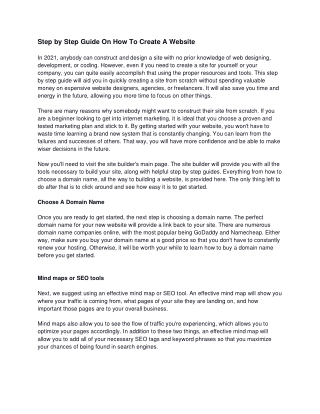 Step by Step Guide On How To Create A Website