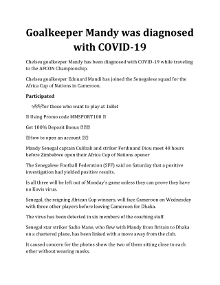 Goalkeeper Mandy was diagnosed with COVID-19