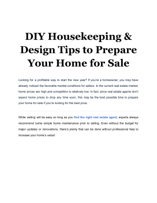 DIY Housekeeping & Design Tips to Prepare Your Home for Sale