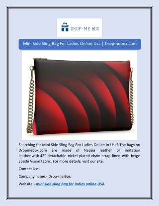 Mini Side Sling Bag For Ladies Online Usa | Dropmebox.com