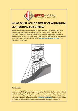 WHAT MUST YOU BE AWARE OF ALUMINUM SCAFFOLDING FOR STAIRS