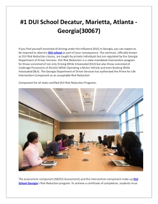 Looking for Best DUI School in Marietta, Decatur,  Atlanta – Georgia (30067)