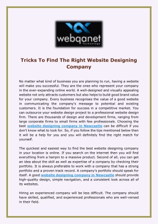 Tricks To Find The Right Website Designing Company