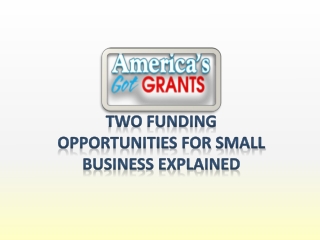 Two Funding Opportunities For Small Business Explained