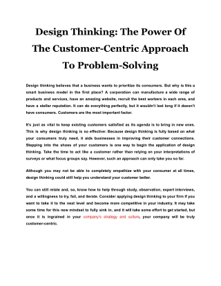 Design Thinking: The Power Of The Customer-Centric Approach To Problem-Solving